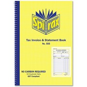 SPIRAX 555 INVOICE STATEMENT BOOK CARBONLESS SIDE OPENING
