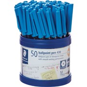 STAEDTLER STICK 430 BALLPOINT PEN MEDIUM BLUE CUP 50