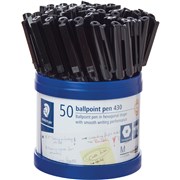 STAEDTLER STICK 430 BALLPOINT PEN M9 MEDIUM BLACK CUP 50