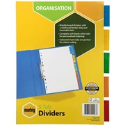 A4 DIVIDERS 5TAB MANILLA WHITE COLOUR TAB INSERTABLE SET