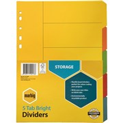 BRIGHT MANILLA DIVIDERS A4 5 TAB COLOUR 6045