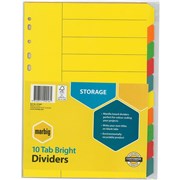 BRIGHT MANILLA DIVIDERS A4 10 TAB MULTI COLOURED 6050 100080806  912962