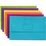 SLIMPICK DOCUMENT WALLET FOOLSCAP MANILLA GUSSETED ASSORTED COLOURS PACK OF 10