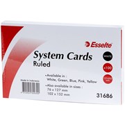 125X200MM SYSTEM CARDS RULED WHITE 31686 8X5 PK100 26516