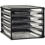 ESSELTE FILING DRAWERS 4 CLEAR DRAWERS BLACK SHELL