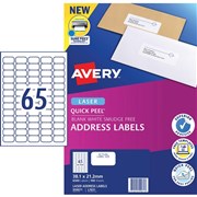 AVERY ADDRESS LASER LABELS L7651 65 LPSHT 381X212MM B6500