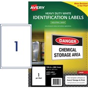 AVERY HEAVY DUTY LASER LABELS L7067  1 LPSHT 1996X2891MM 959067 BX25