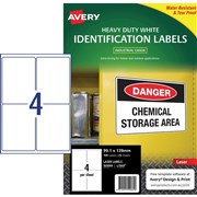 AVERY HEAVY DUTY LASER LABELS L7069 4 LPSht 991x139mm PK25