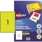 AVERY SIGNAL FLURO LABELS L7167FY25 1 PSht Yellow 25 LABELS