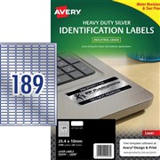 AVERY DURABLE METALLIC ASSET TAGS HEAVY DUTY SILVER LABELS L6008 254X10MM 189 UP