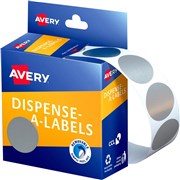 AVERY DISPENSER LABEL CIRCLES DMC24S 24MM SILVER 937272