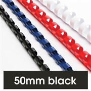 PLASTIC COMB 21 RING BINDING COILS 50MM BLACK ACO45605 BX50