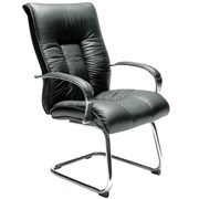 BIG BOY DIRECTORS CHAIR MEDIUM BACK WITH ARMS CANTILEVER BLACK LEATHER