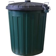 ITALPLAST GARBAGE BIN 75lt Round Green Base Black Lid