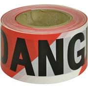 MAXISAFE BARRICADE TAPE DANGER Black On RedWhite 75mm x 100m