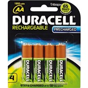 DURACELL RECHARGABLE BATTERY AA PRECHARGED CARD OF 4