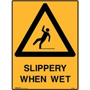 BRADY WARNING SIGN Slippery When Wet 600x450mm Polypropylene