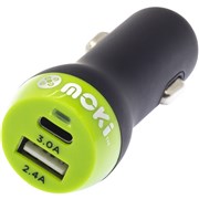 Moki TypeC and USB Car Charger Black