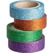 ZART WASHI GLITTER TAPE 15MMX27M ASSORTED COLOURS PACK OF 8