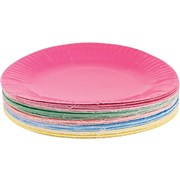 ZART PAPER PLATES ASSORTED BRIGHT COLOURS 18CM PACK OF 50