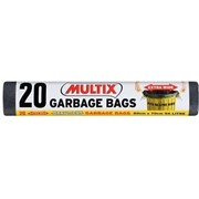 MULTIX 56 LITRE DRAWTIGHT GARBAGE BAGS  BLACK ROLL OF 20 049347