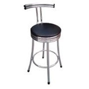 PARIS STOOL BLACK FRAME BLACK VINYL SEAT WITH BACK