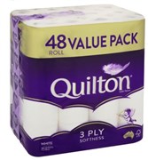 QUILTON 3PLY WHITE TOILET TISSUE PK48