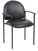 STACKING VISITOR CHAIR WITH ARMS PU BLACK